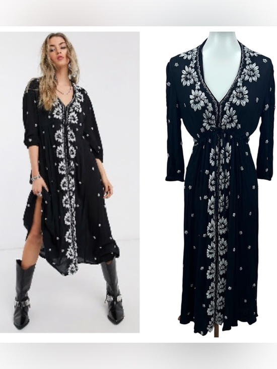 Dresses & Skirts - Free People /Fable Embroidered Midi Dress Size Large- NWOT